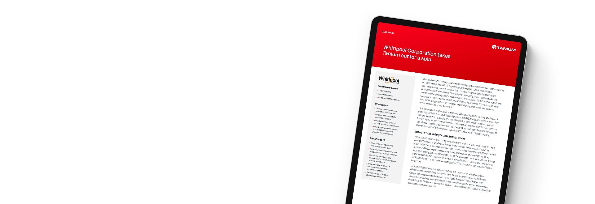 Document preview of "Whirlpool takes Tanium out for a spin" case study