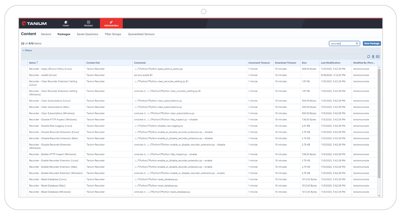 Tanium client recorder
