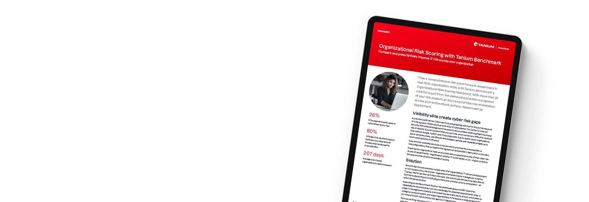 Tanium Cyber Risk Dashboard displaying organizational risk scoring metrics