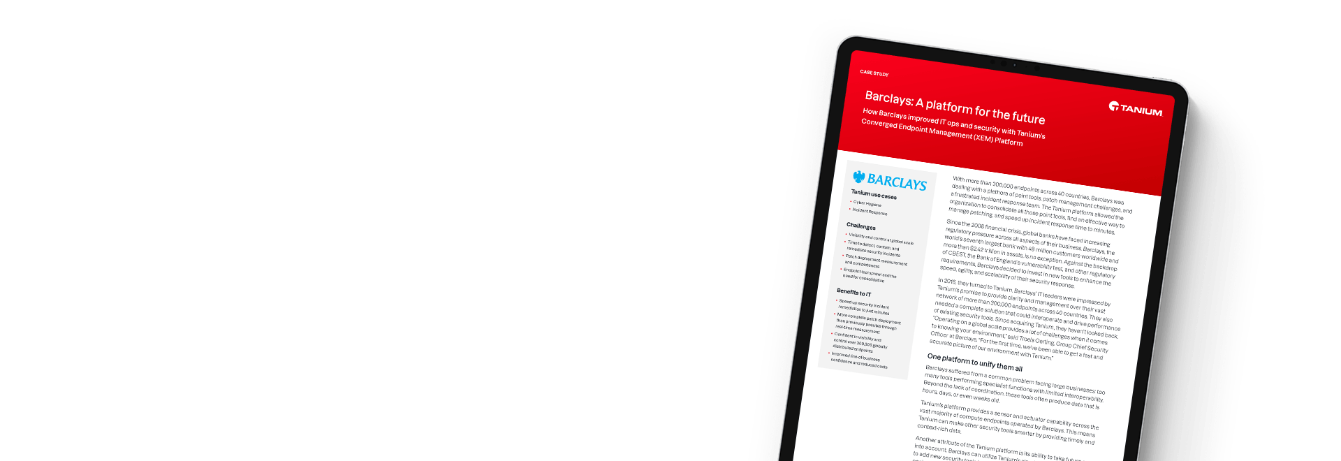 Document preview of "Barclays builds a future-proof platform with Tanium" case study