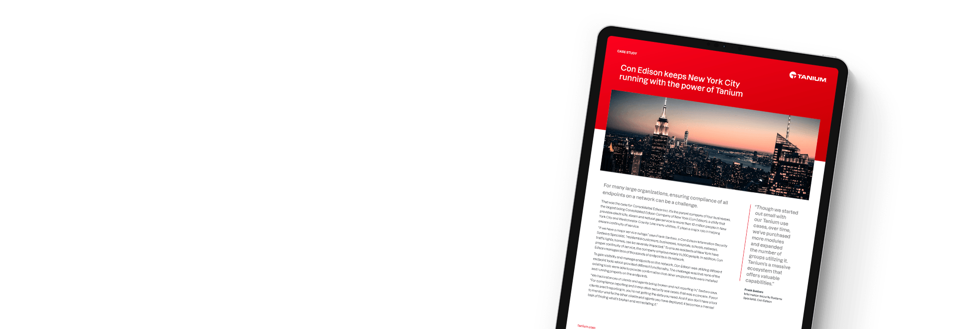 Tablet showing Con Edison New York City case study
