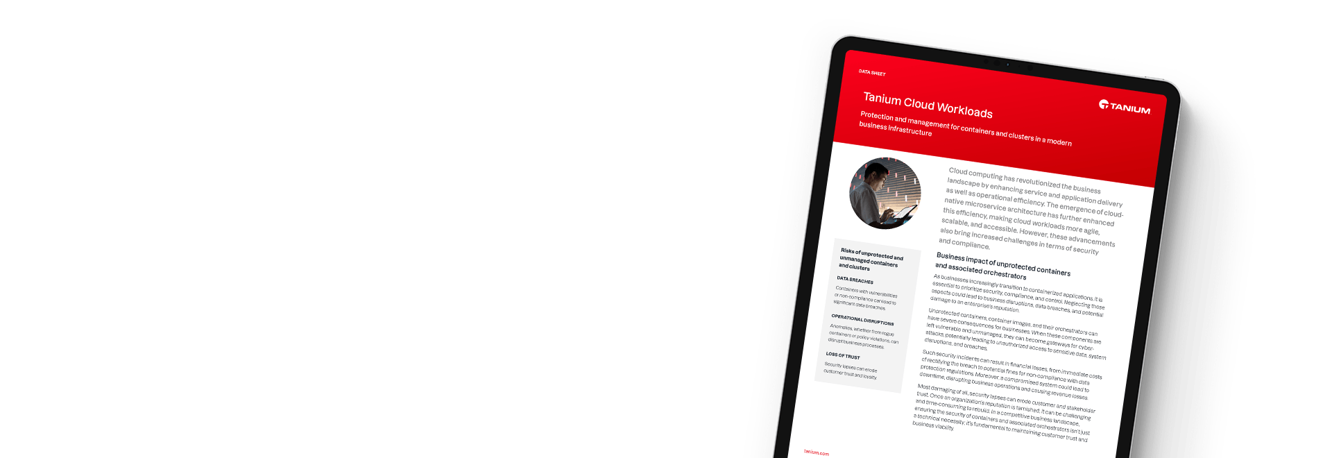 Tanium Cloud Workloads datasheet for container protection and management