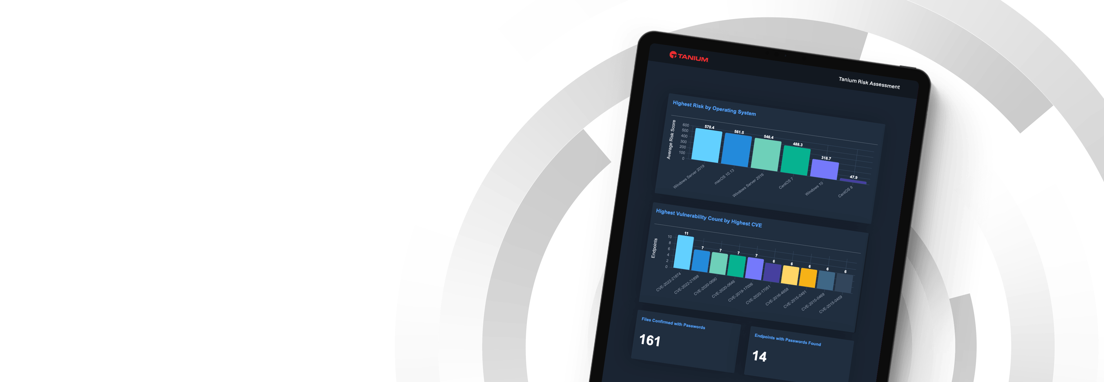 Risk Assessment partner hero page showing dashboard with colored bar charts