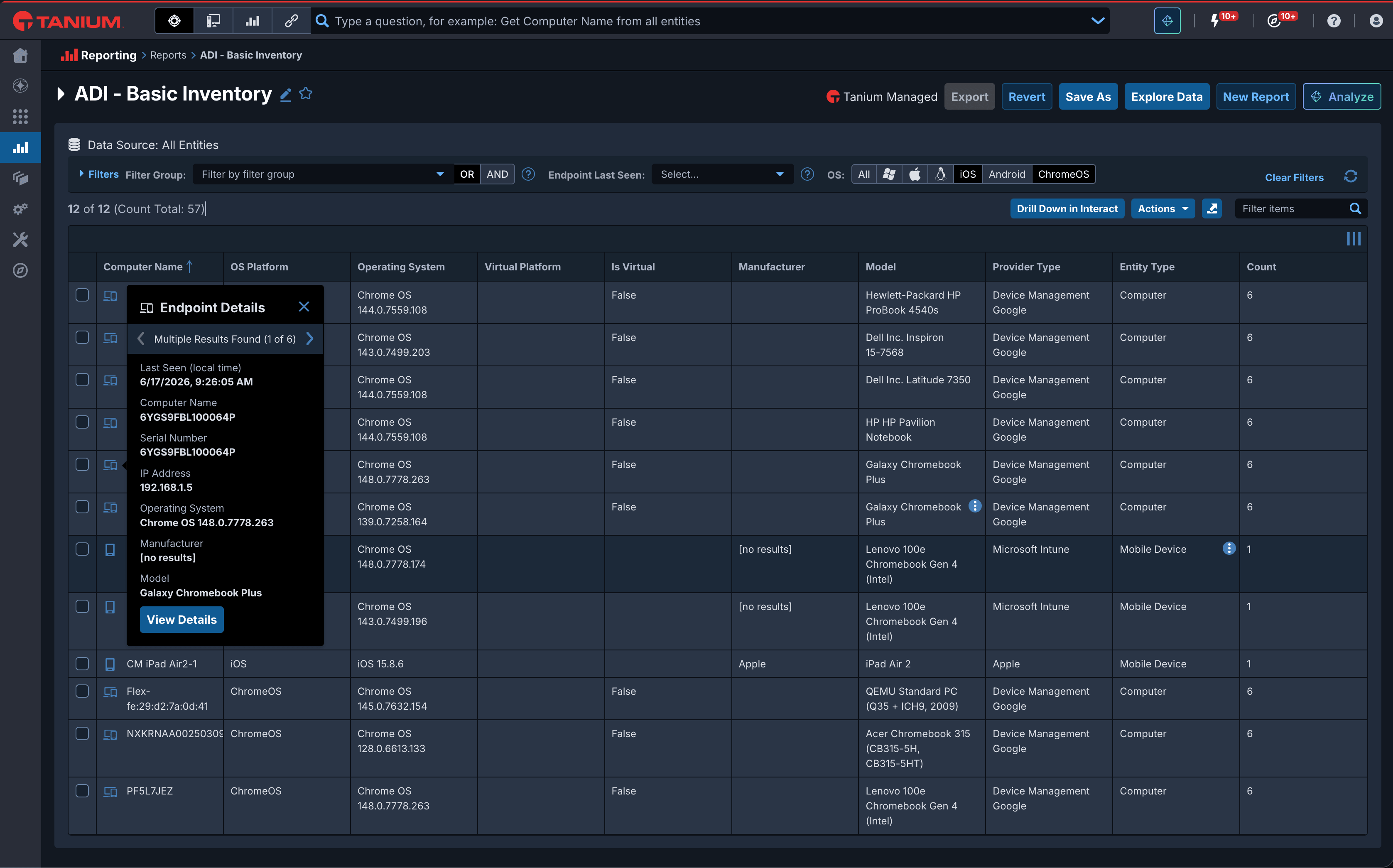 Screen for endpoint management for mobile