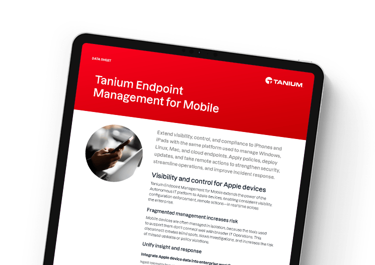 Featured mobile image: Tanium Endpoint Management for Mobile data sheet