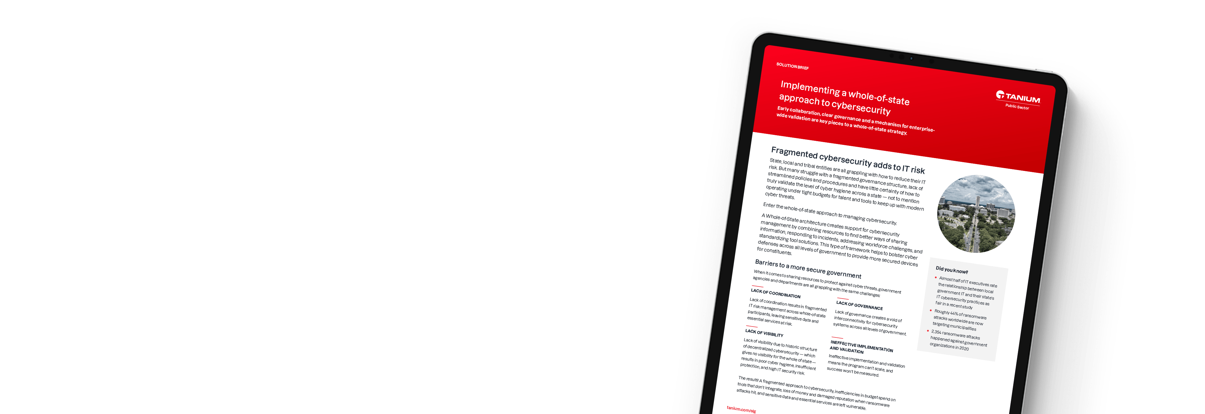 Tablet showing Tanium whole-of-state solution brief