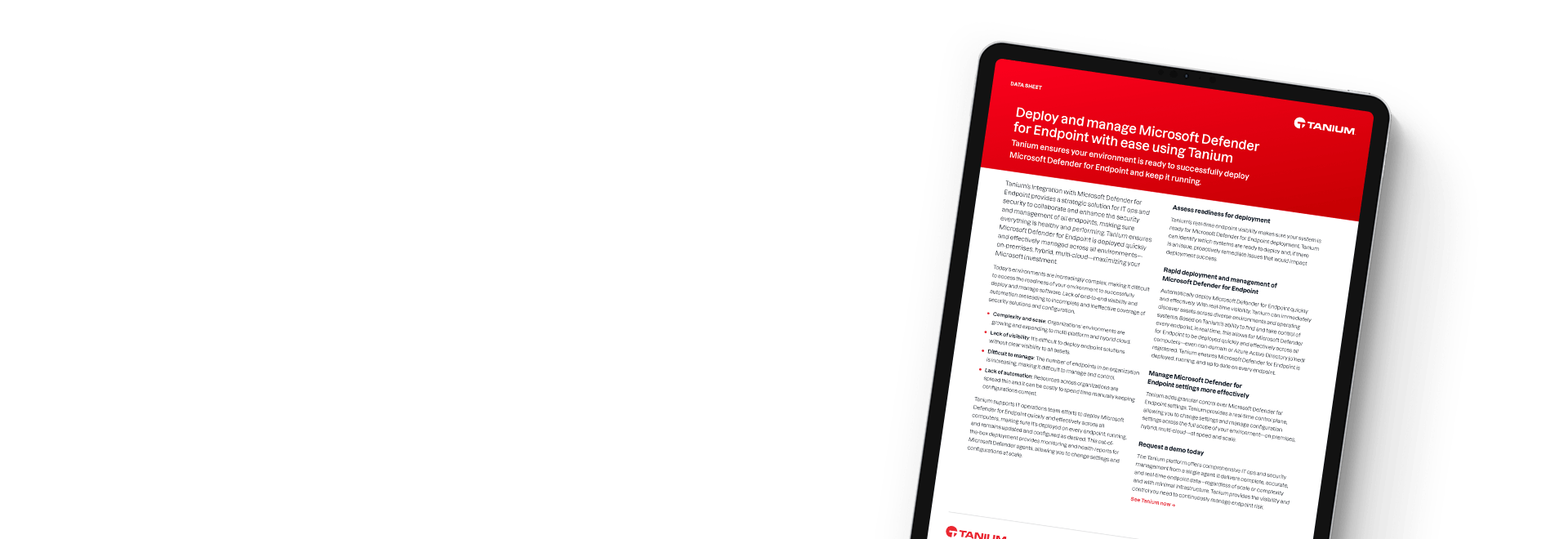 Datasheet for Microsoft Defender for Endpoint integration with Tanium