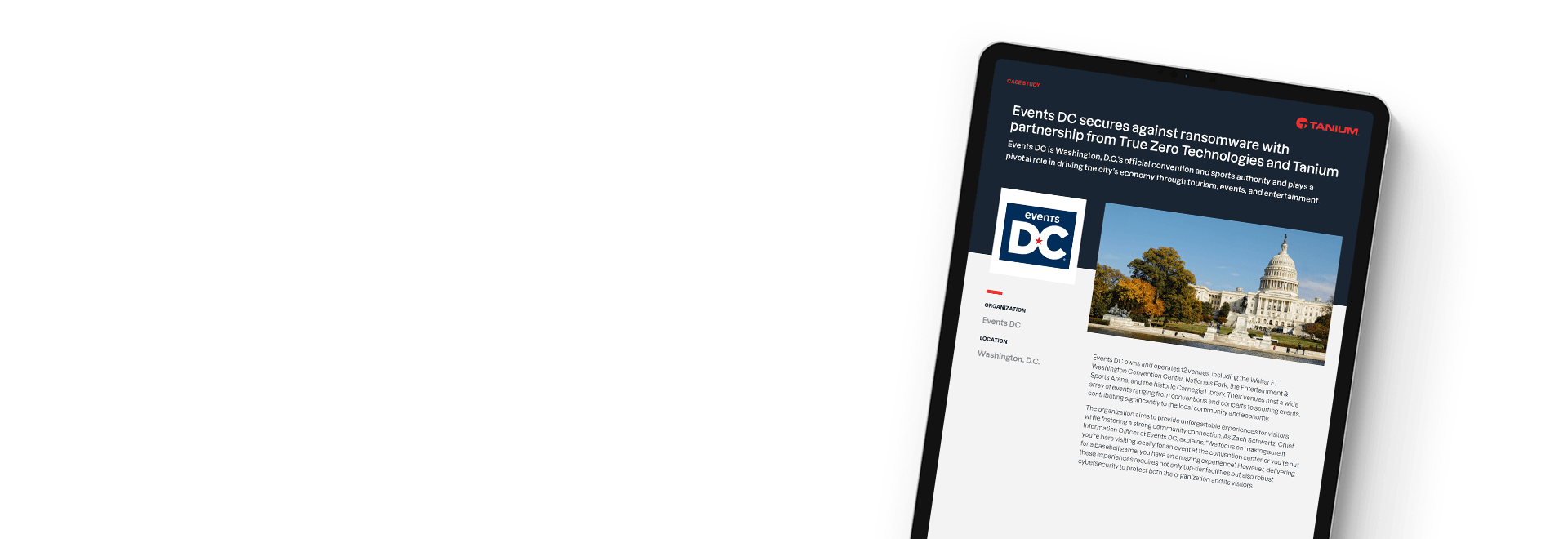 Events DC secures against ransomware case study on tablet