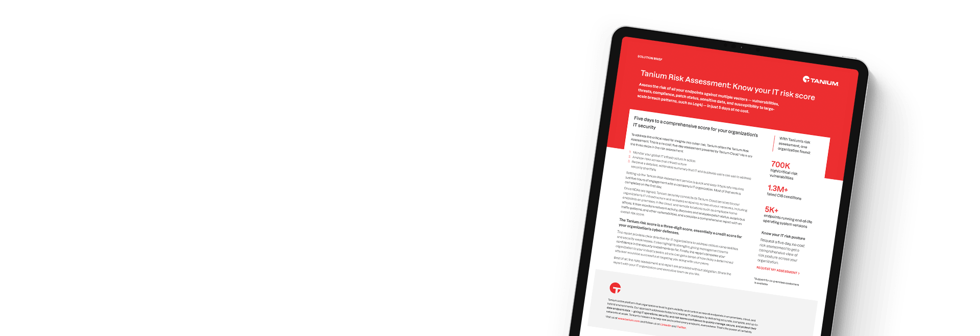 Tanium Risk Assessment IT risk score solution hero image