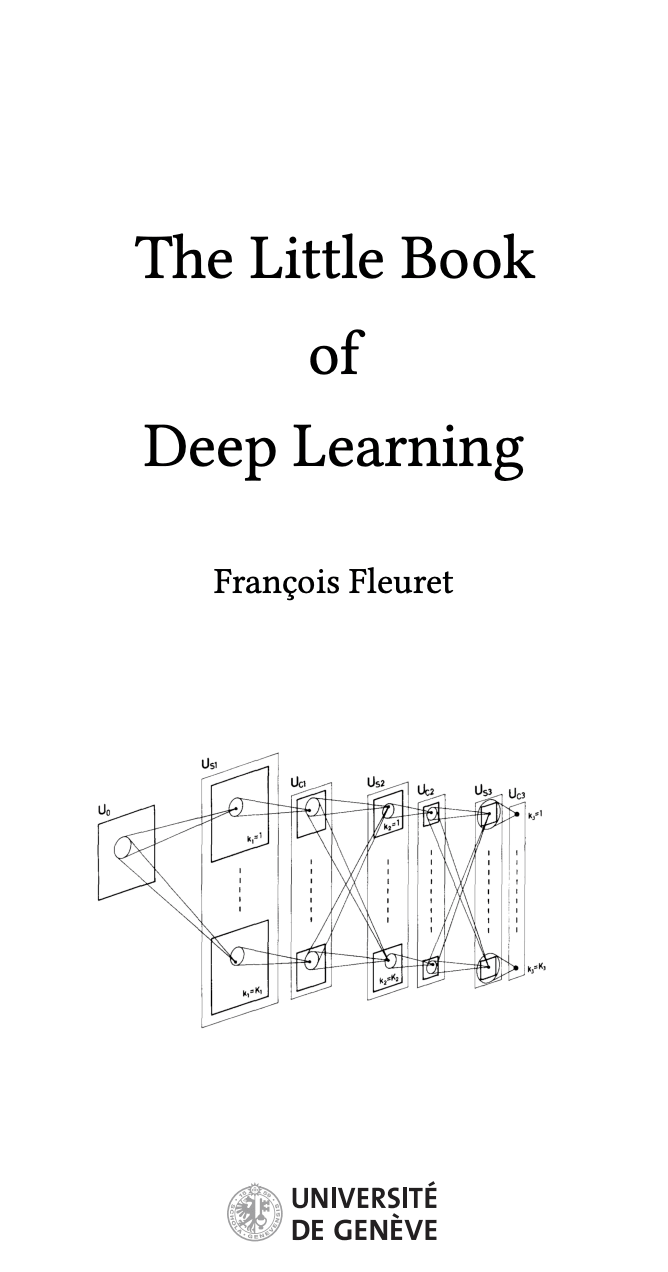 The book cover of The Little Book of Learning, which depicts a schematic of interlocking squares and cones.