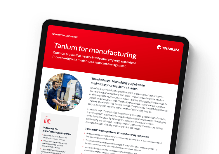 Mobile featured image: Tanium for manufacturing industry brief