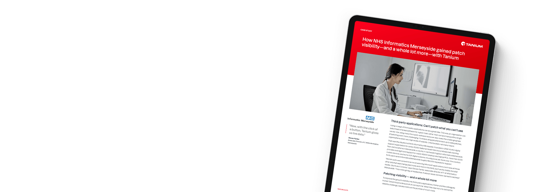 Tablet showing NHS Informatics Merseyside patch visibility case study