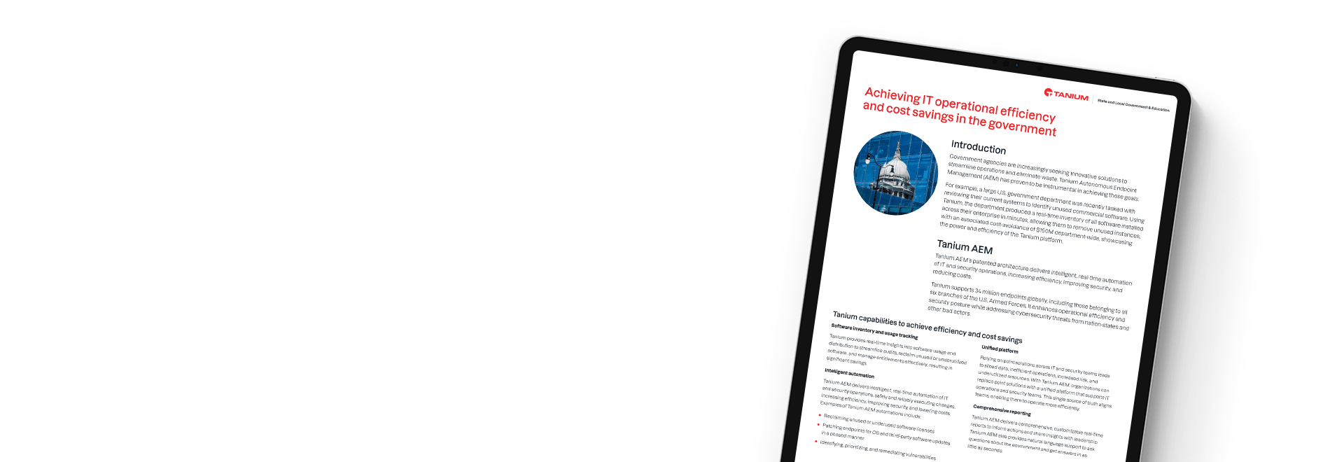 Achieving IT operational efficiency and cost savings in the government document with Capitol building