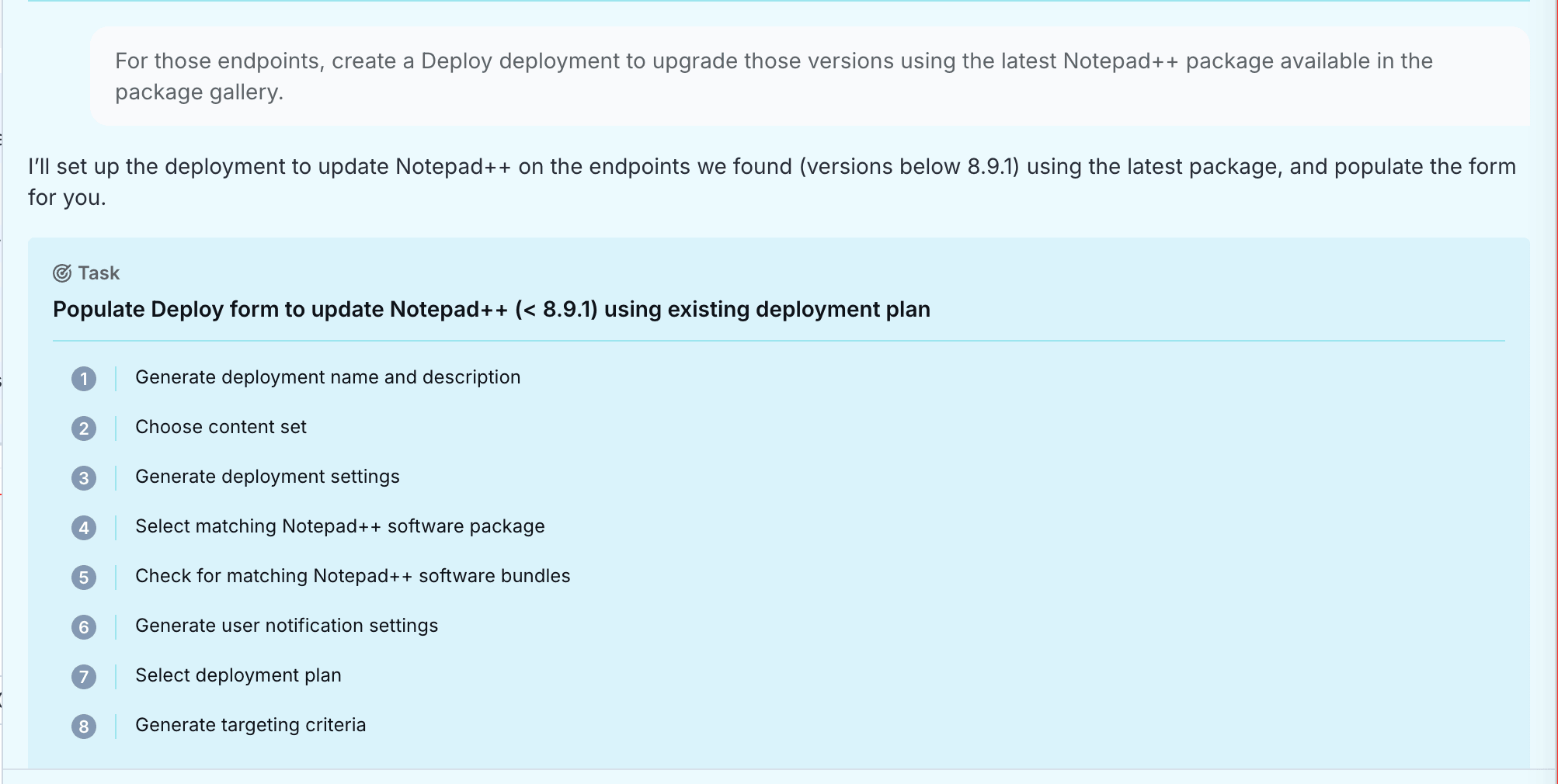 Screenshot of Tanium Ask showing endpoints with Notepad++